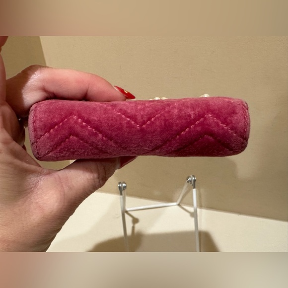 Gucci Pink Velvet Small Love GG Marmont Wallet w/box and dustbag - Picture 7 of 13